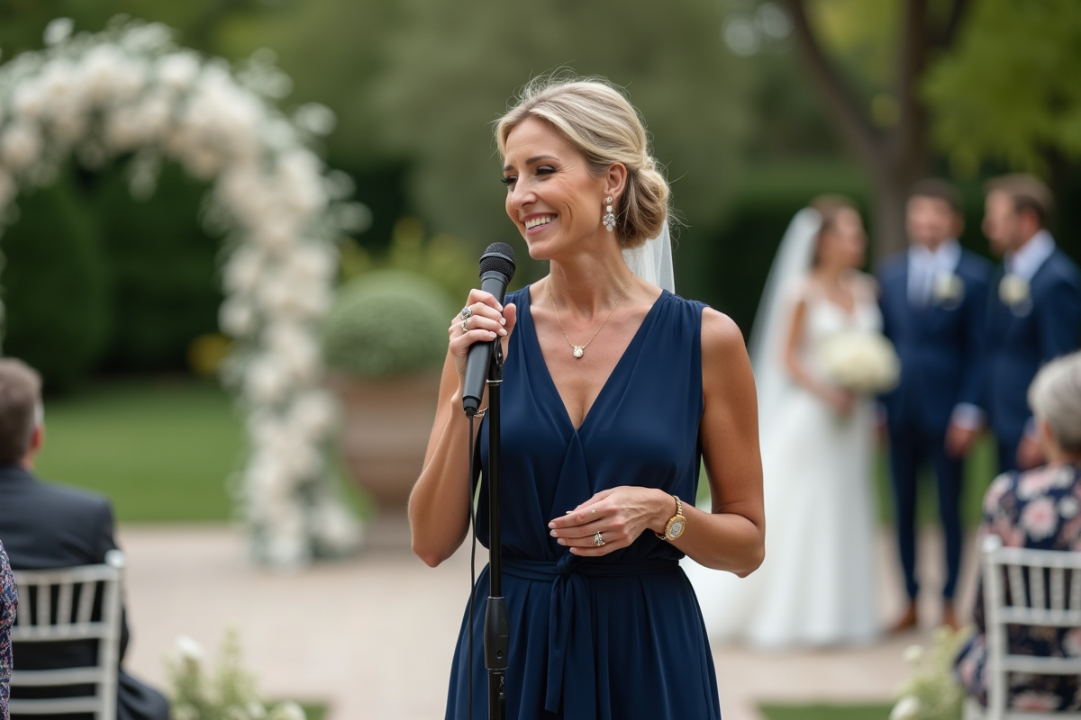 Chanteuse de mariage en extérieur lors d