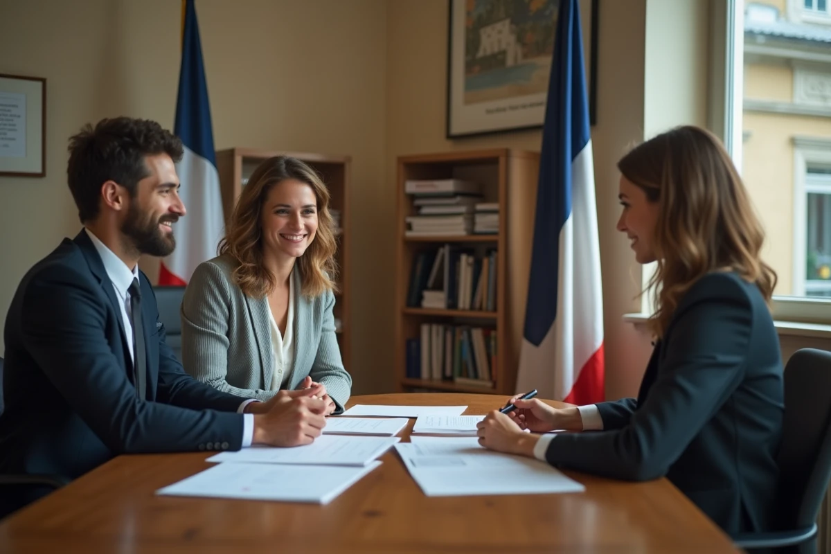 Couple mixte consultant un agent consulaire français pour une demande de visa mariage ou visa long séjour conjoint