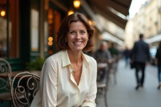 Femme élégante assumant son célibat attablée à la terrasse d'un café parisien en 2026