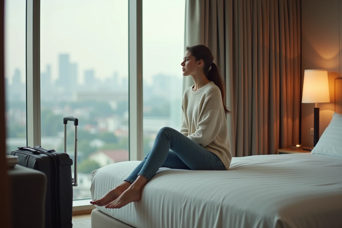 Femme pensant dans une chambre d