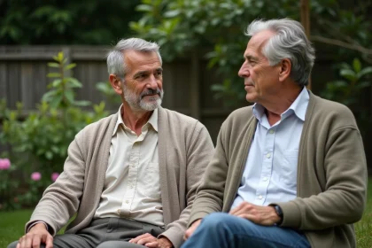 Homme d age moyen dans un jardin paisible