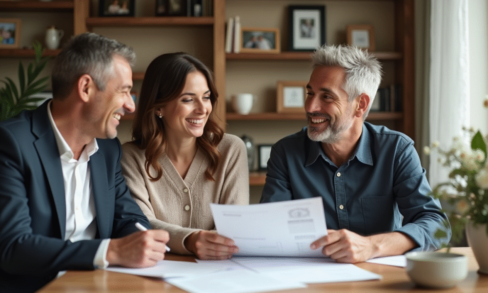 Jeune couple famille discutant budget mariage à la maison