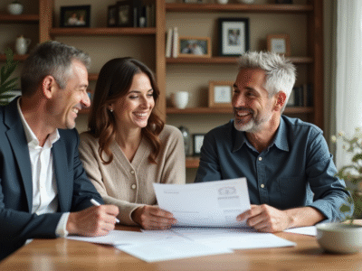 Jeune couple famille discutant budget mariage à la maison