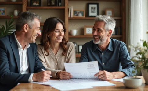 Jeune couple famille discutant budget mariage à la maison