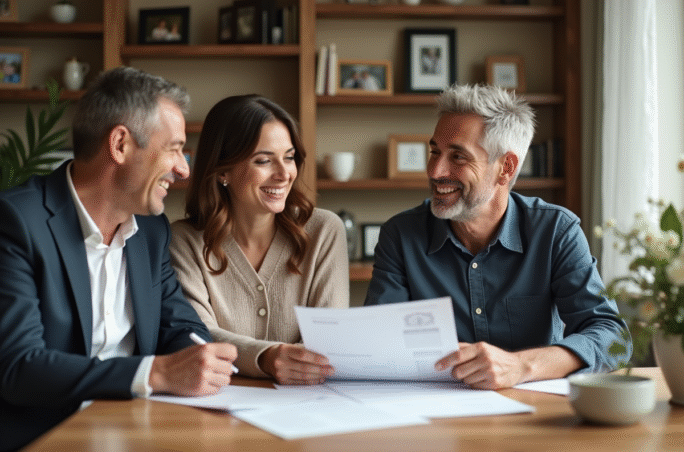 Jeune couple famille discutant budget mariage à la maison