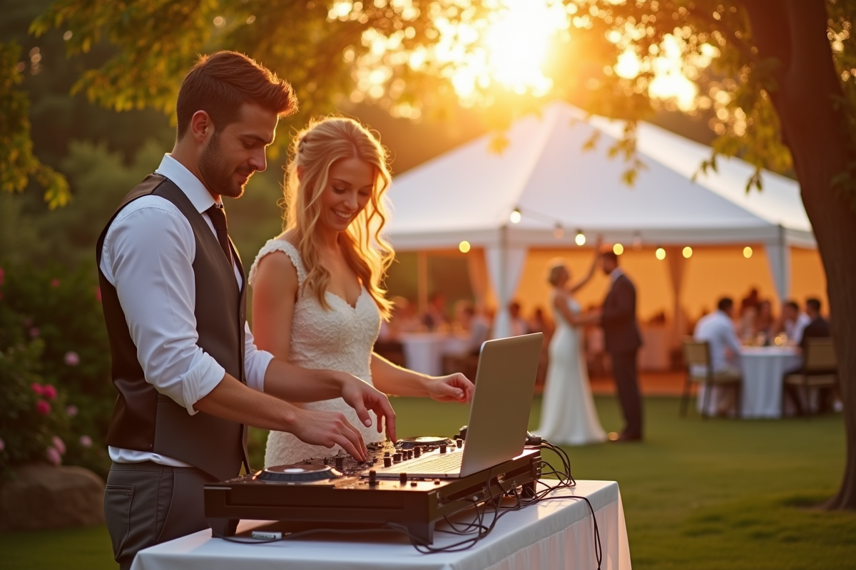 DJ préparant le matériel lors d