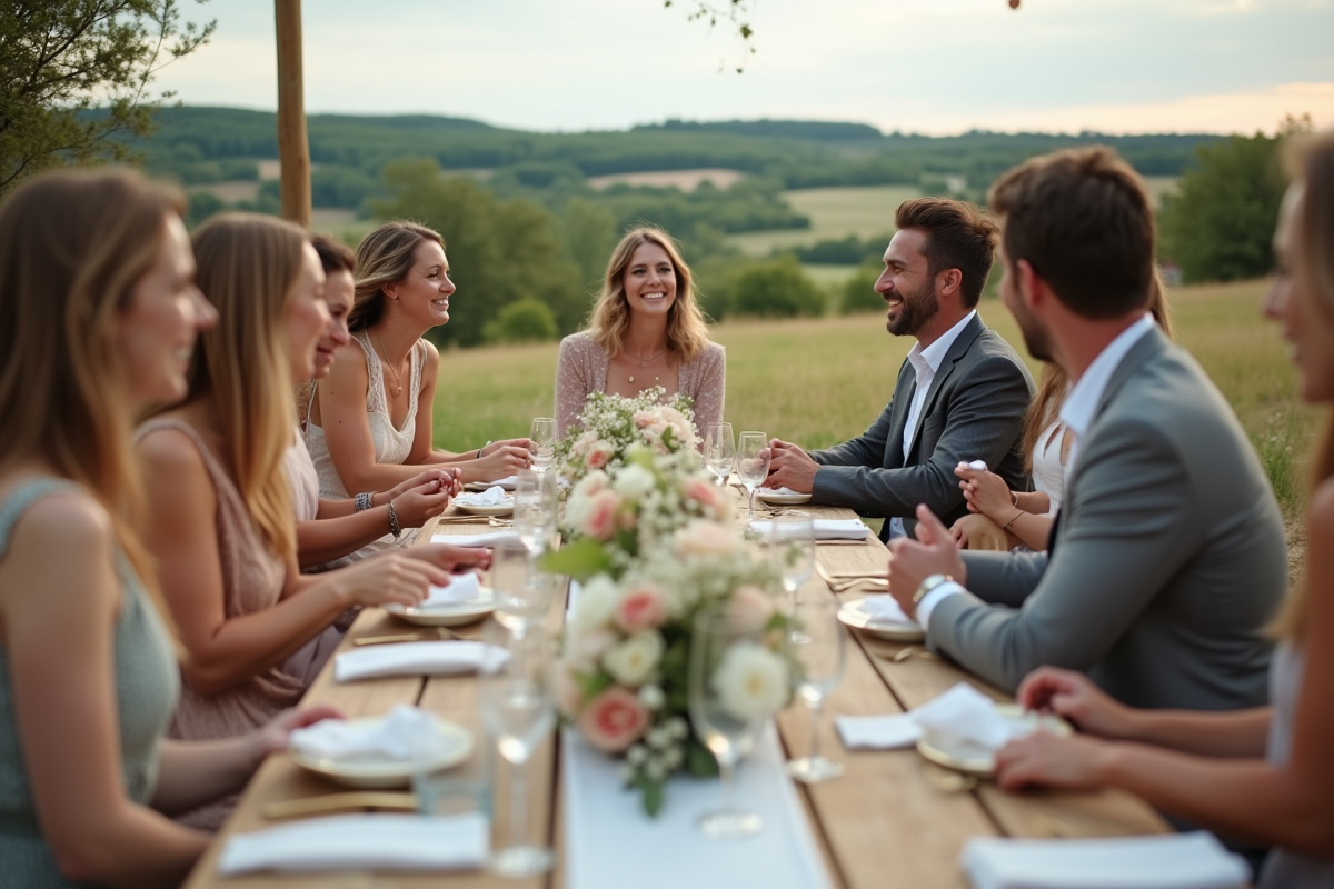 Groupe d invités souriants lors d